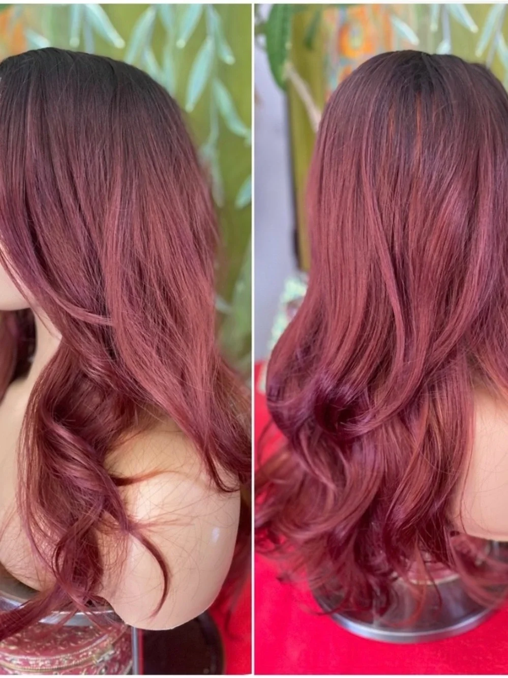 CLEARANCE Burgundy mixed amber Long Wavy Lace Front Wig